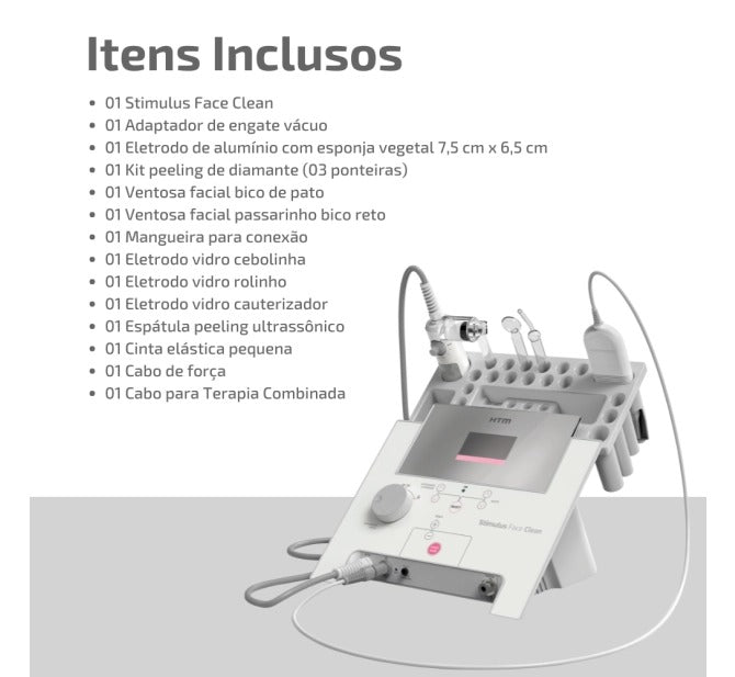 Stimulus Face Clean - Aparelho de Vacuoterapia, Alta Frequência e Peeling Ultrassônico - HTM