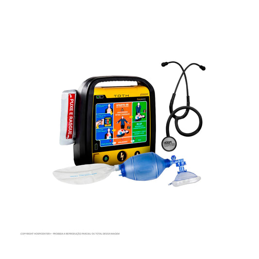 Desfibrilador Externo Automático DEA, AMBU e Estetoscópio Black Edition - Respira Sound
