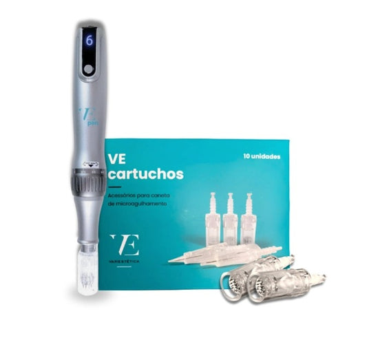 Kit Ve PEN Caneta de Microagulhamento + 10 Cartuchos de 12 agulhas - Variestética