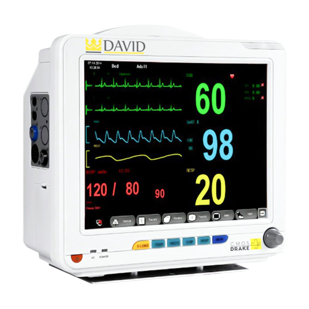 Monitor Multiparâmetros CMOS DRAKE DAVID com ECG, SPO2, RESP, PNI e TEMP. Pré-Configurado